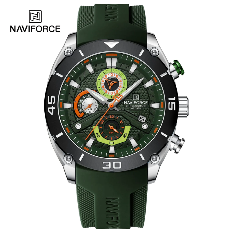Naviforce 8038 Quartz Chronograph, Waterproof, Durable, Military Style Wristwatch (Green)